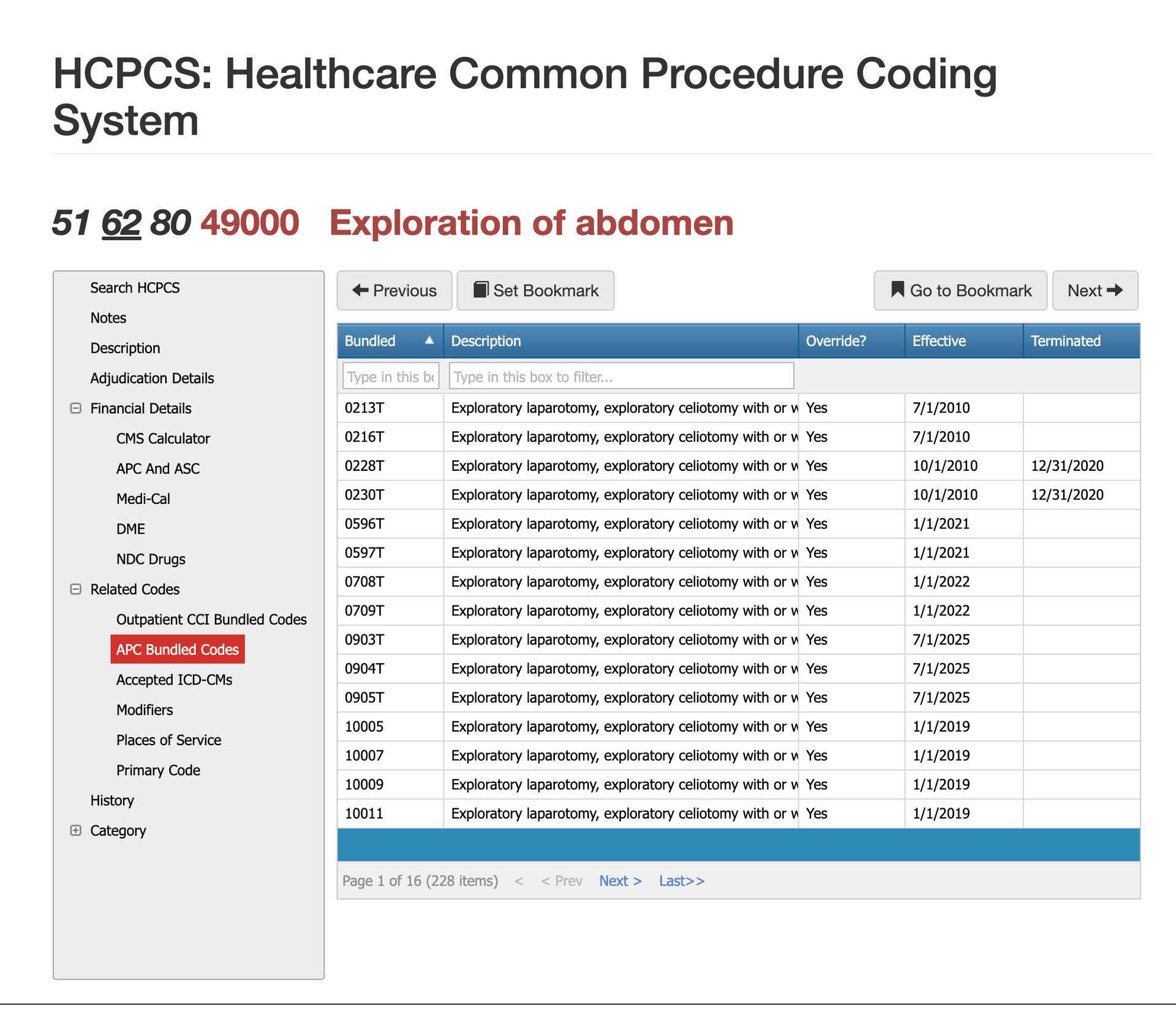 apc bundled codes for 49000