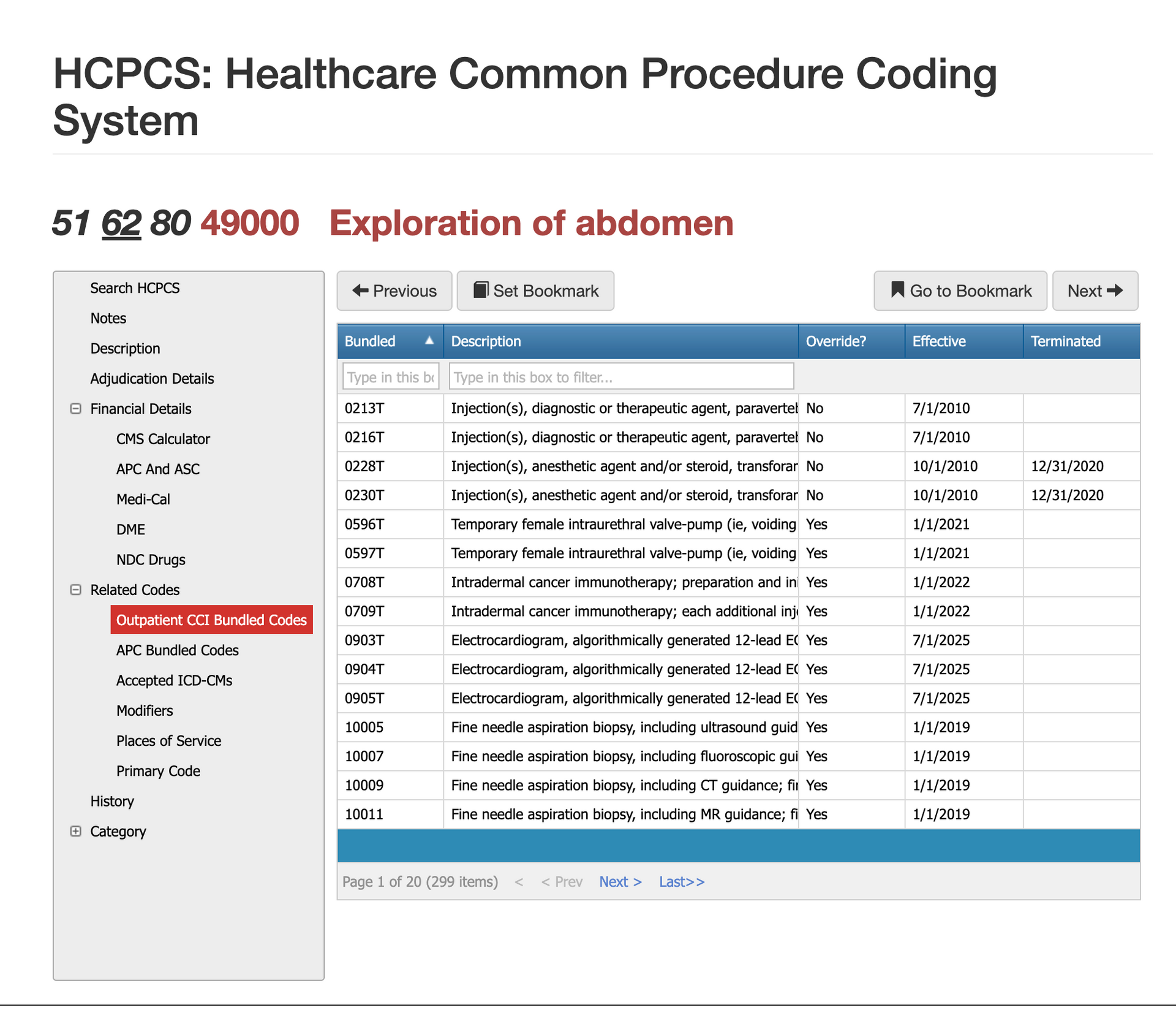 cci bundled codes for 49000