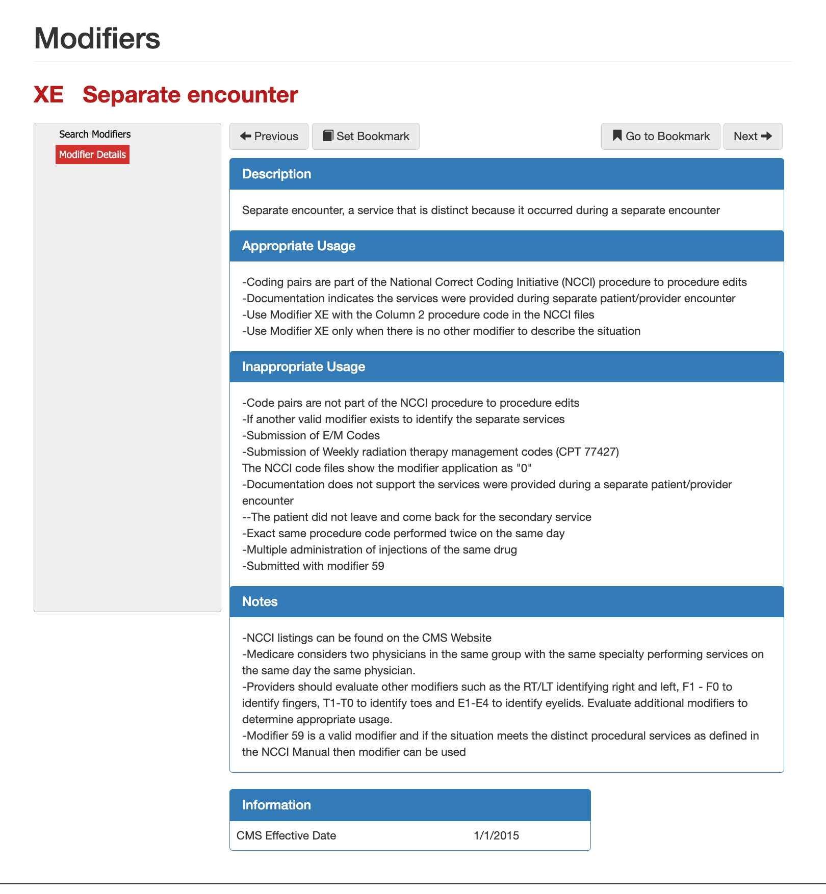modifier xe