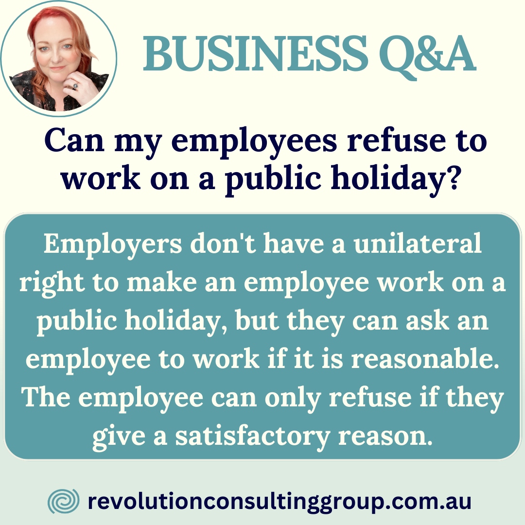 Can my employees refuse to work on Public Holidays?