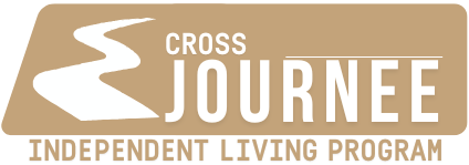 Logo for Cross Journee Independent Living Program, featuring a stylized river and text.
