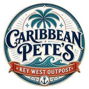 Caribbean Pete’s logo with palm trees, waves, an anchor, and “Key West Outpost” banner