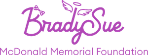 A purple logo for brady sue mcdonald memorial foundation