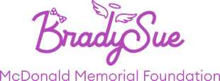 A purple logo for brady sue mcdonald memorial foundation