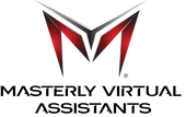 Logo for Masterly Virtual Assistants: stylized red and gray