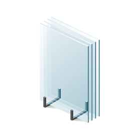 A stack of glass sheets sitting on top of each other on a stand.