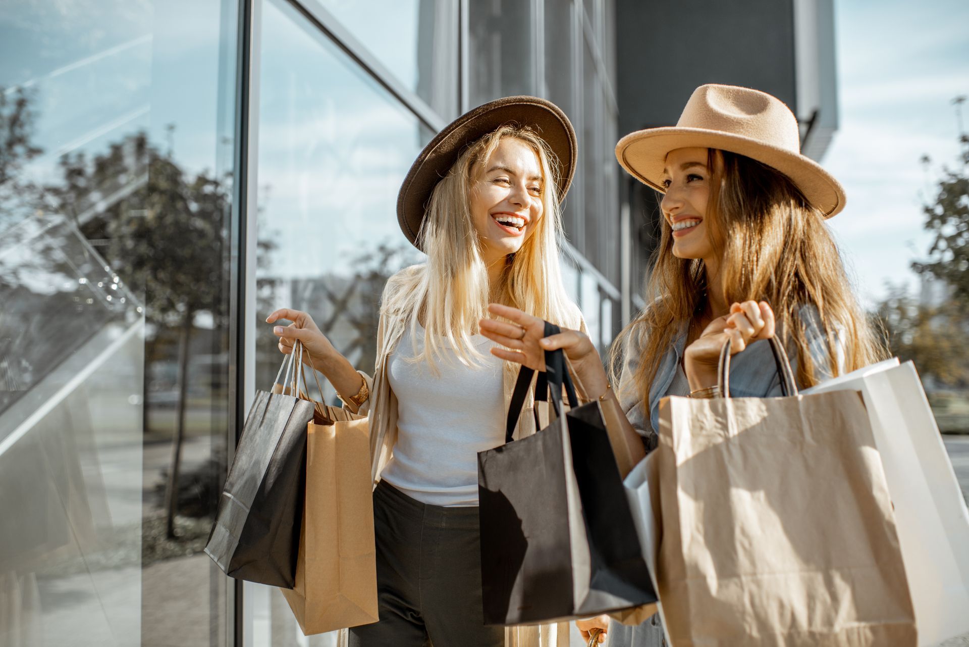 Two girls shopping