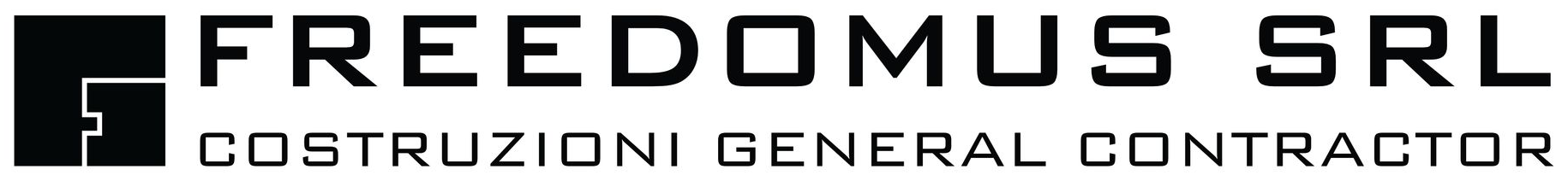 Logo Freedomus SRL in bianco e nero: forma geometrica a 