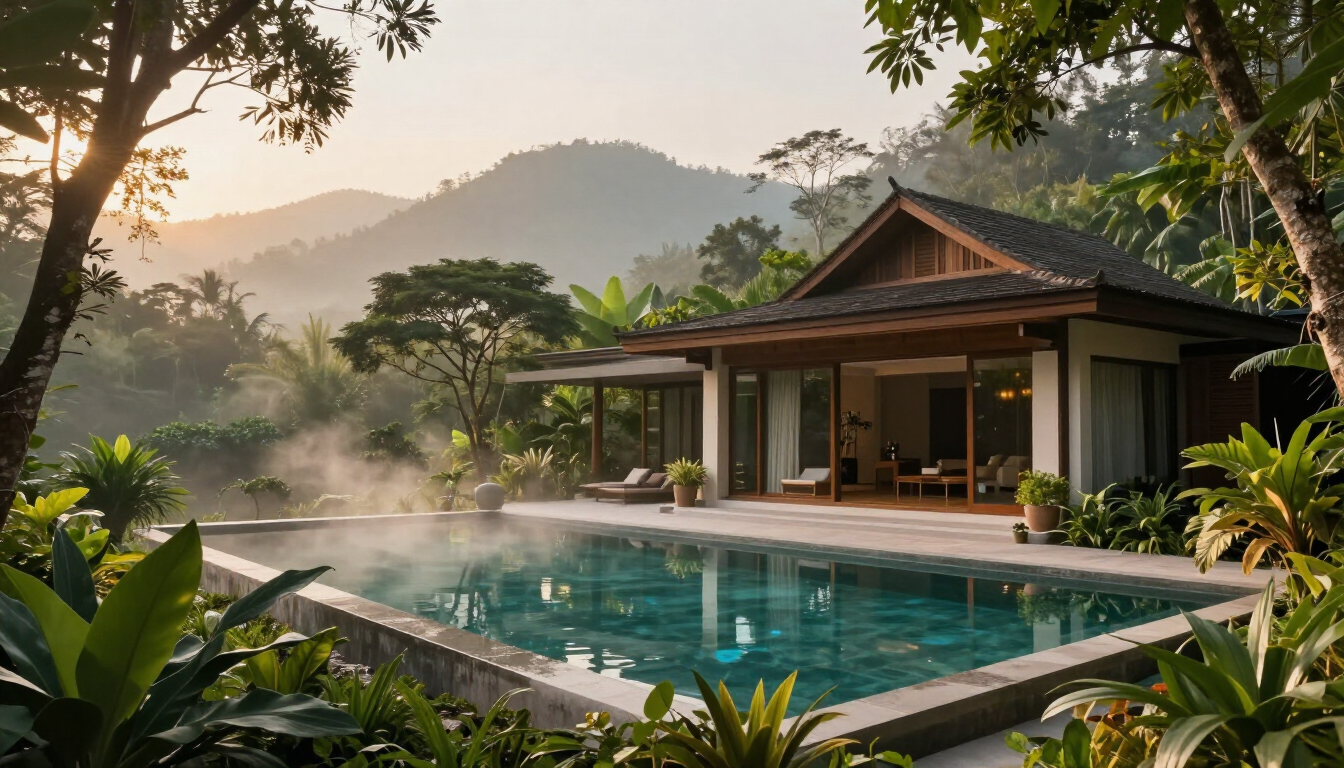 A luxury jungle villa with a private pool