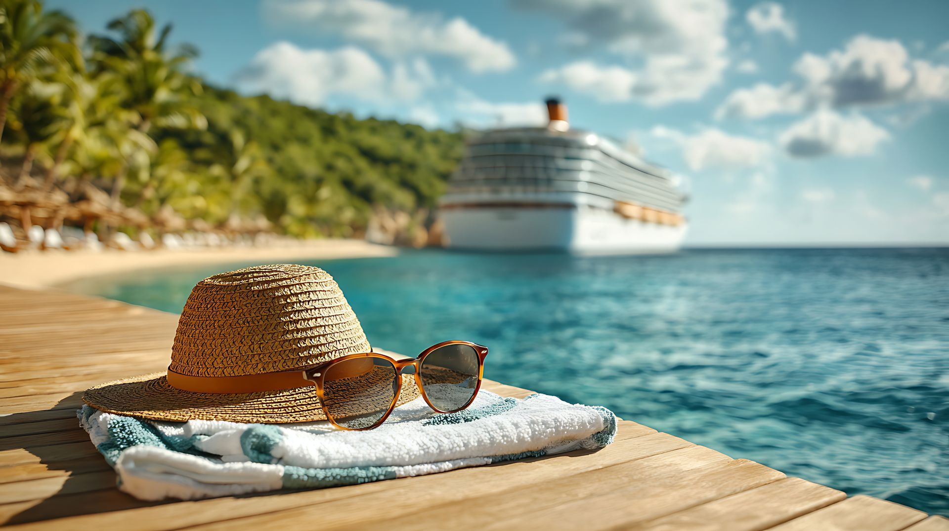Woman in blue dress leads two children down white stone path in Santorini.
