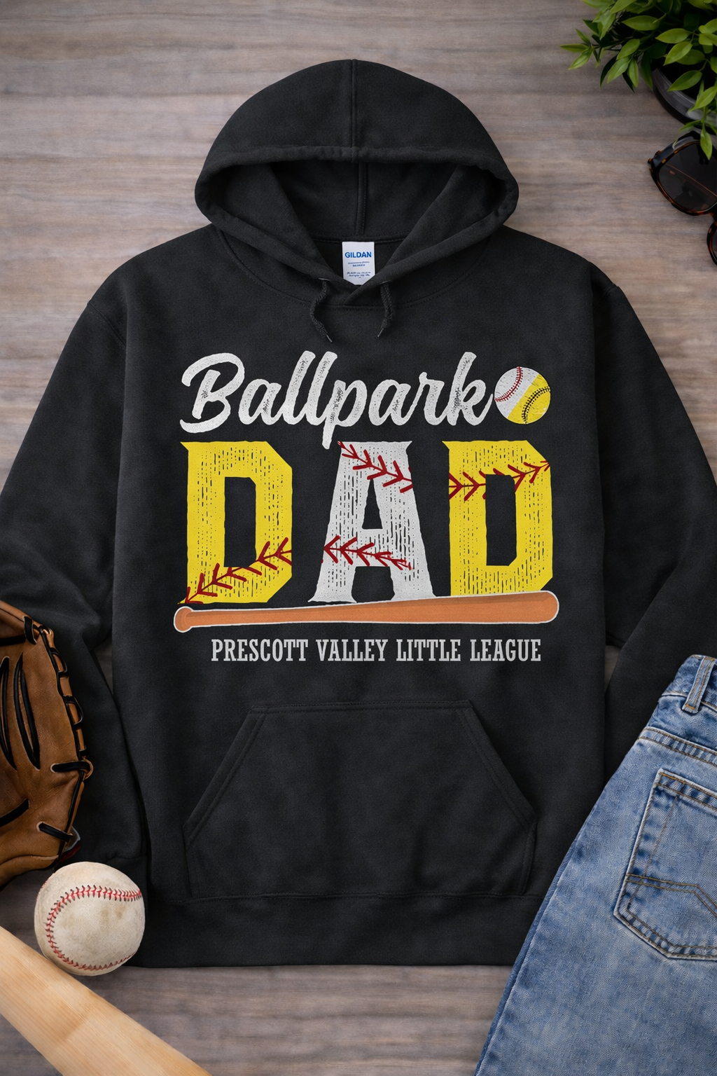 Ballpark Dad Black Hoodie