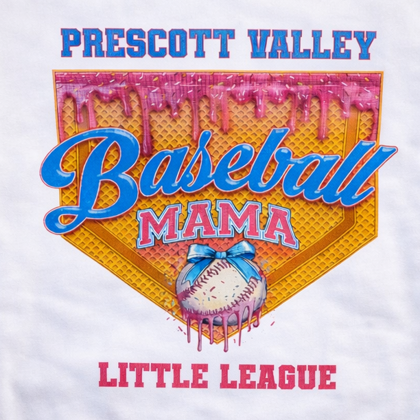 Prescott Valley Baseball Mama Little League logo on white background.