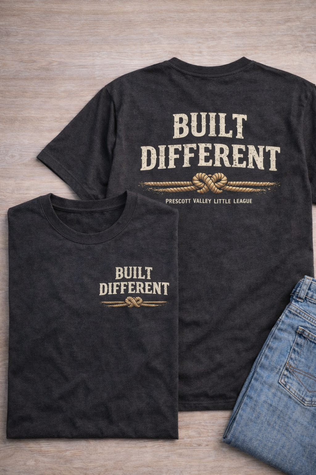 Built Different T-Shirt Front & Back - charcoal