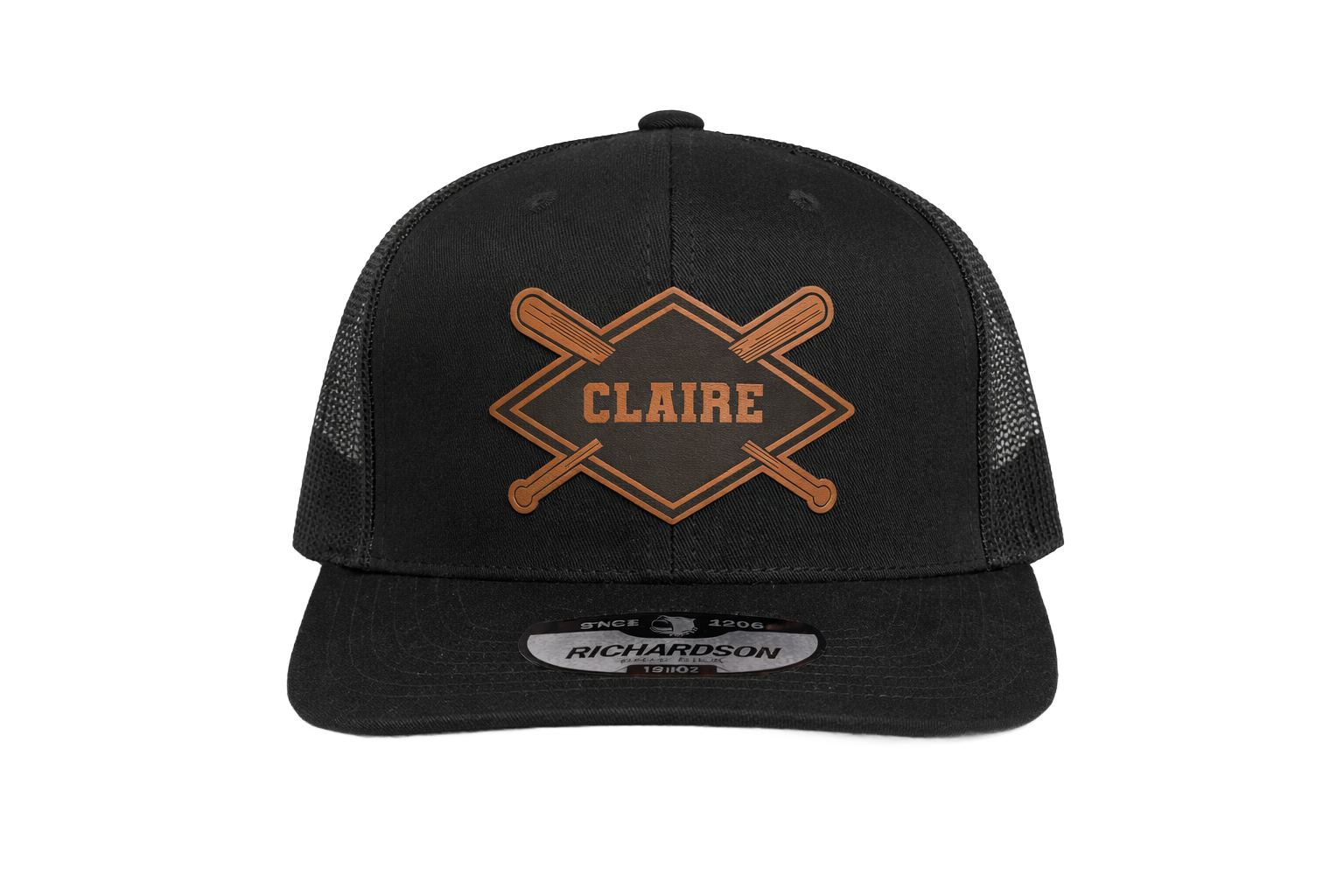 Custom Name on Baseball Diamond Hat - black