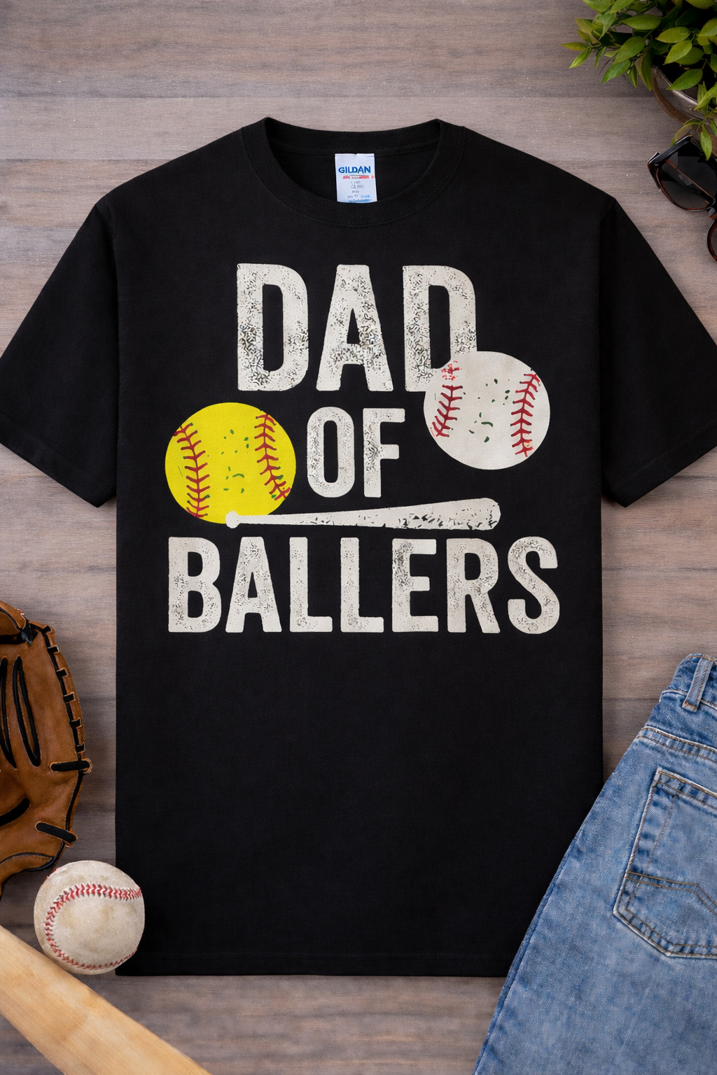 Dad of Ballers Black T-Shirt