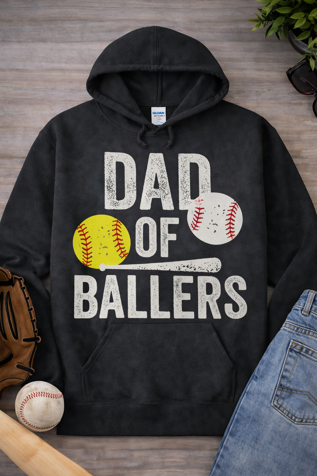 Dad of Ballers Black T-Shirt