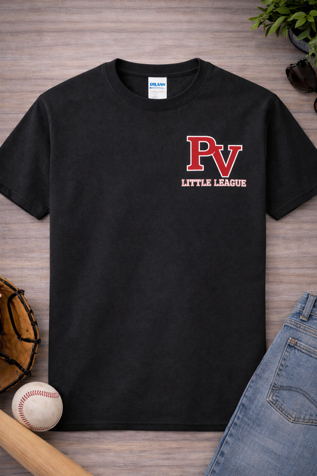 Black Softball Dad Flag T-Shirt back