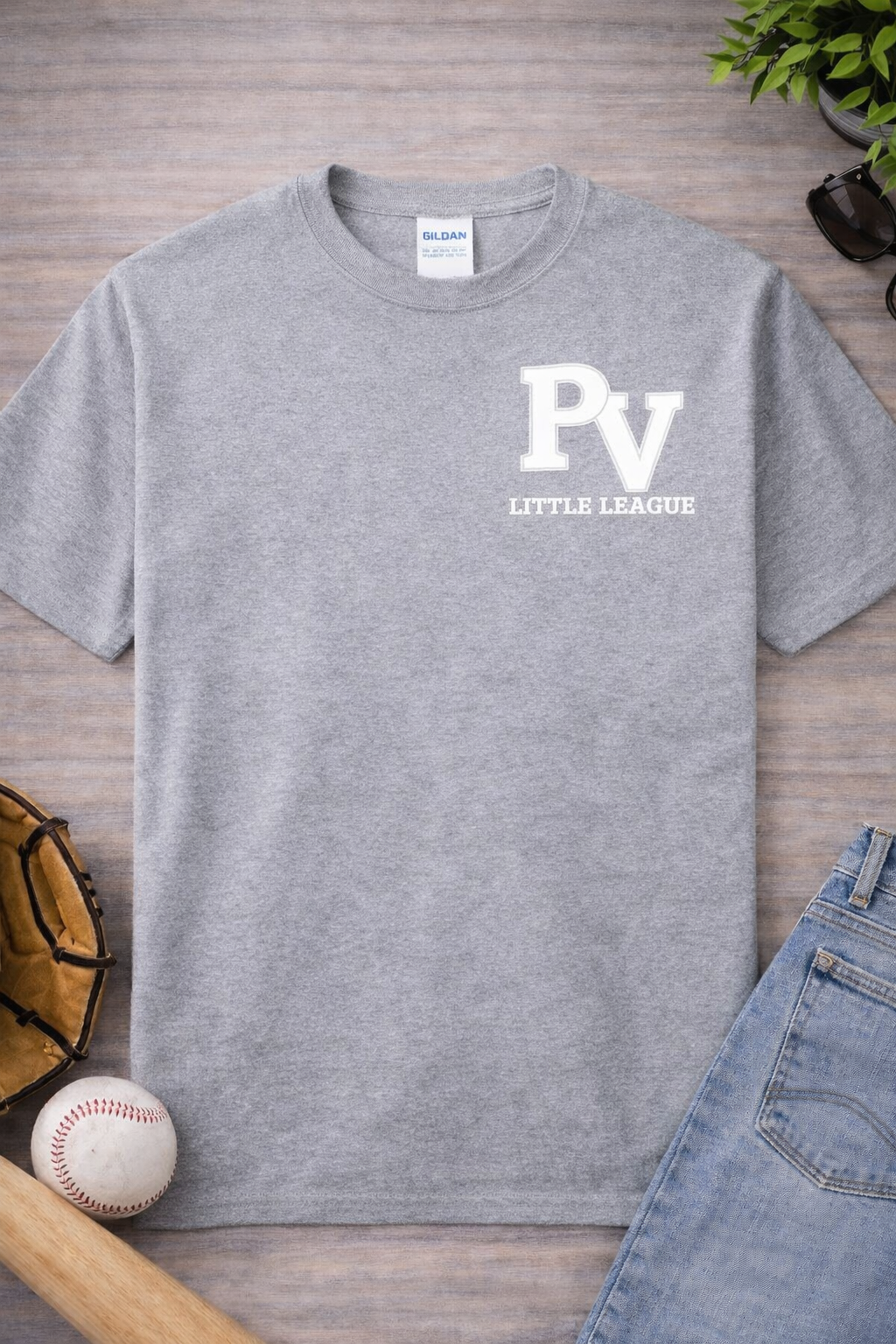 Athletic Grey Baseball Dad Swinging T-Shirt back