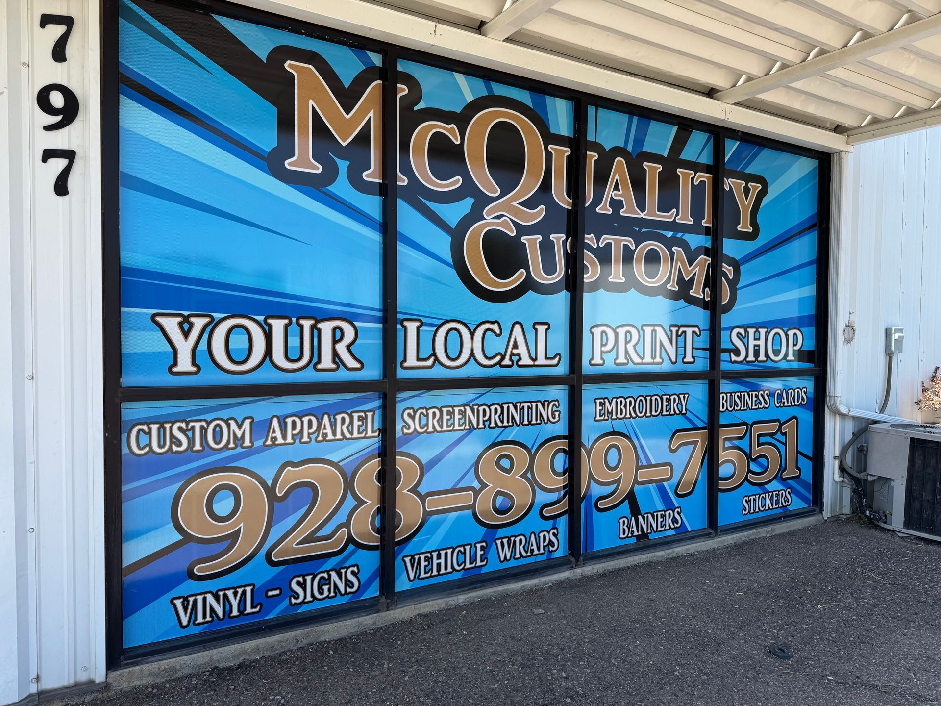 Sign on business window reading 