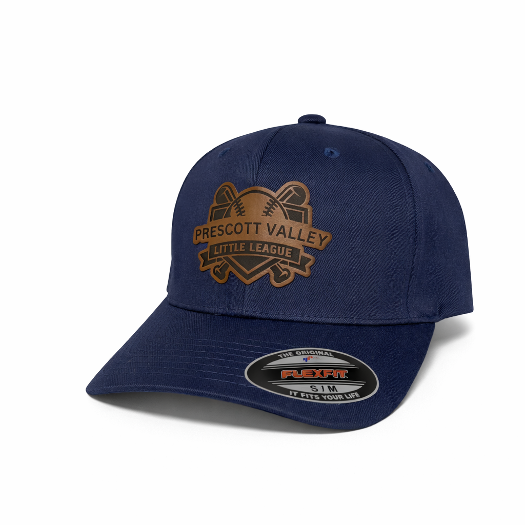 Navy baseball cap with a brown Prescott Valley Little League logo.