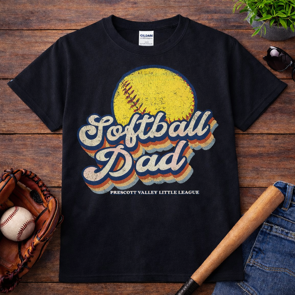 Retro Softball Dad T-Shirt - black