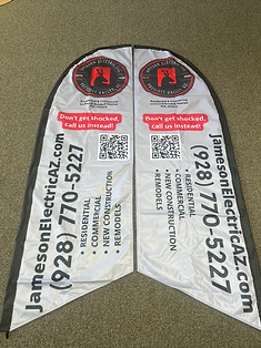 Double-sided banner for Jameson ElectricAZ, a residential, commercial, and remodeling electrical service. Includes phone number and website.