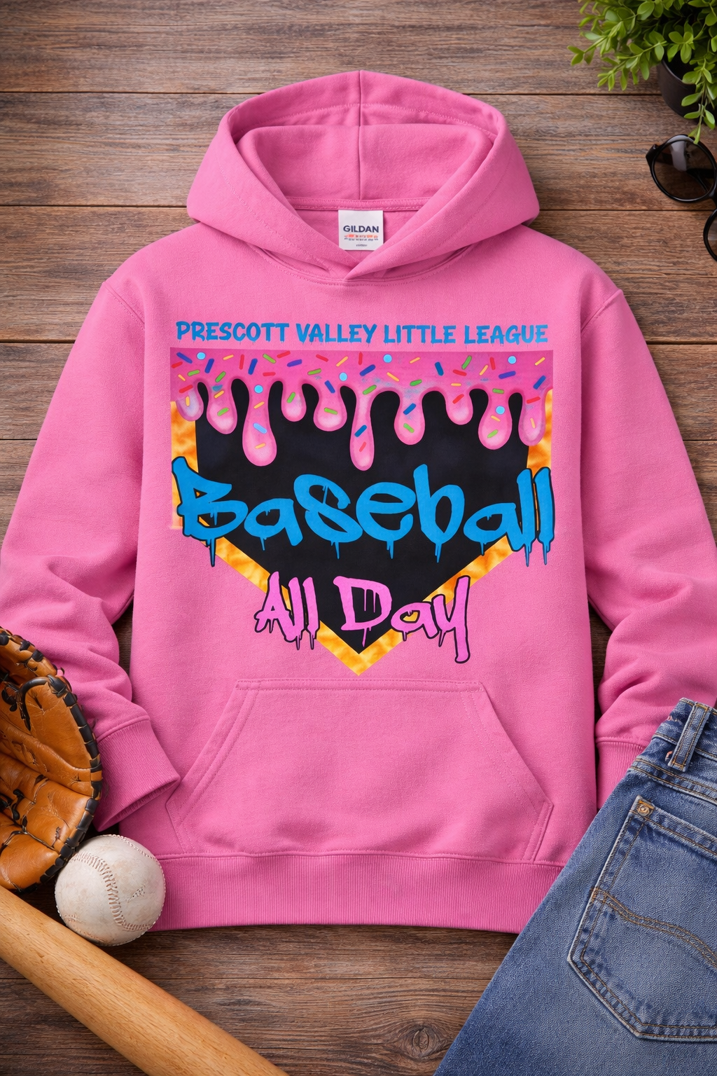 Baseball All Day Hoodie - light pink
