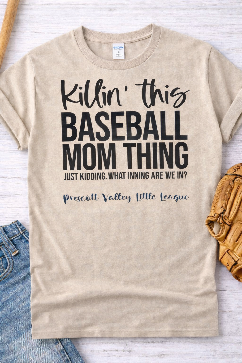 Killin' this Baseball Mom Thing T-Shirt - sand
