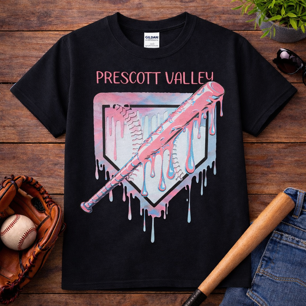 Pink & Blue Girls Drip T-shirt - black