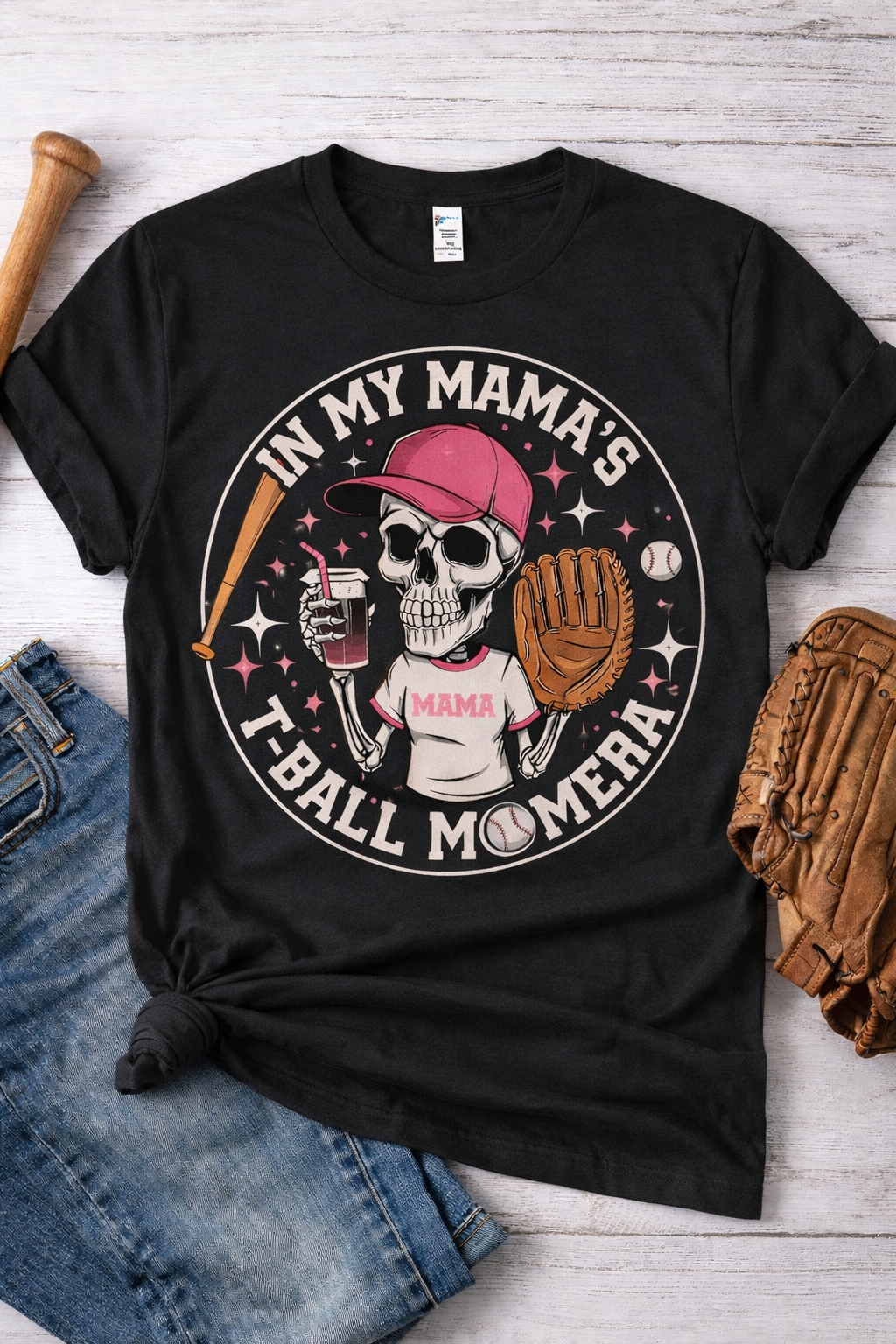 In My Mama T-Ball Era T-Shirt - black