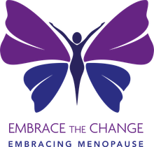 A logo for embrace the change embracing menopause