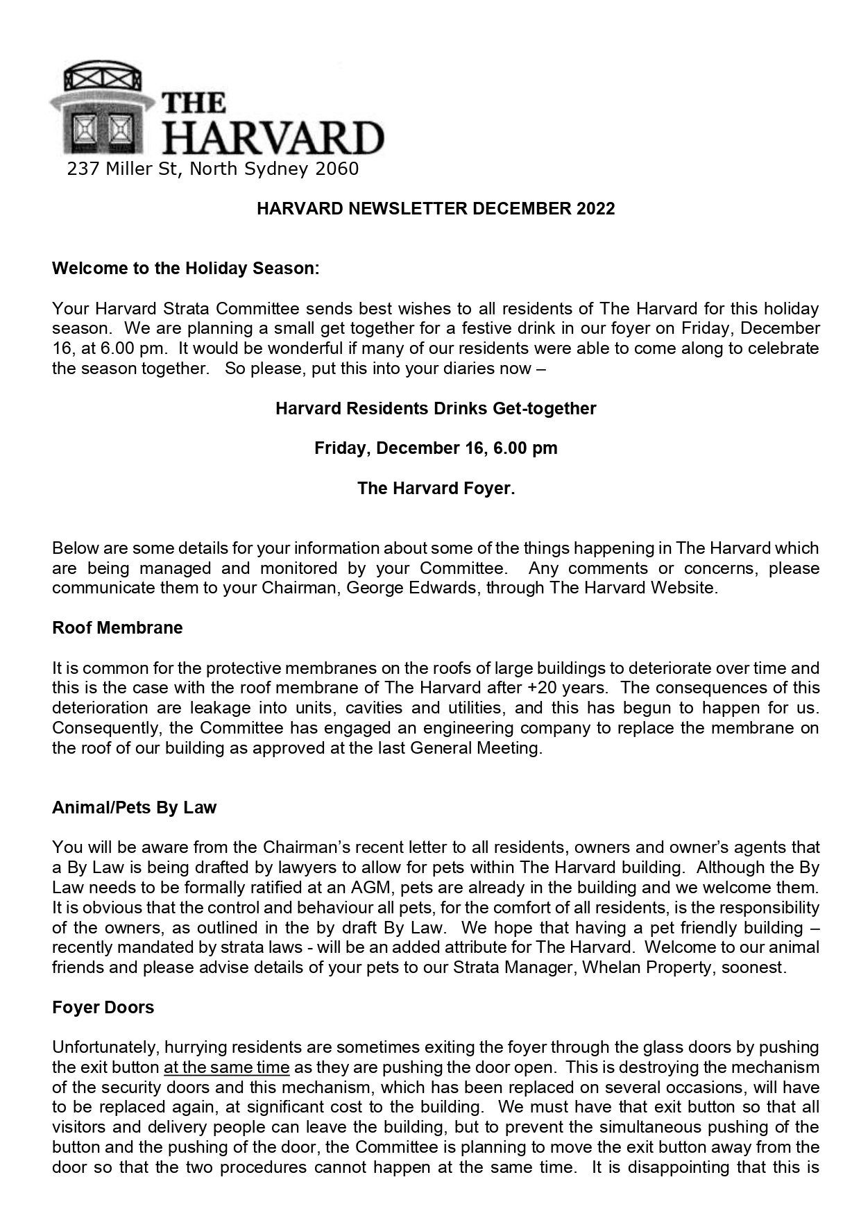 the harvard newsletter