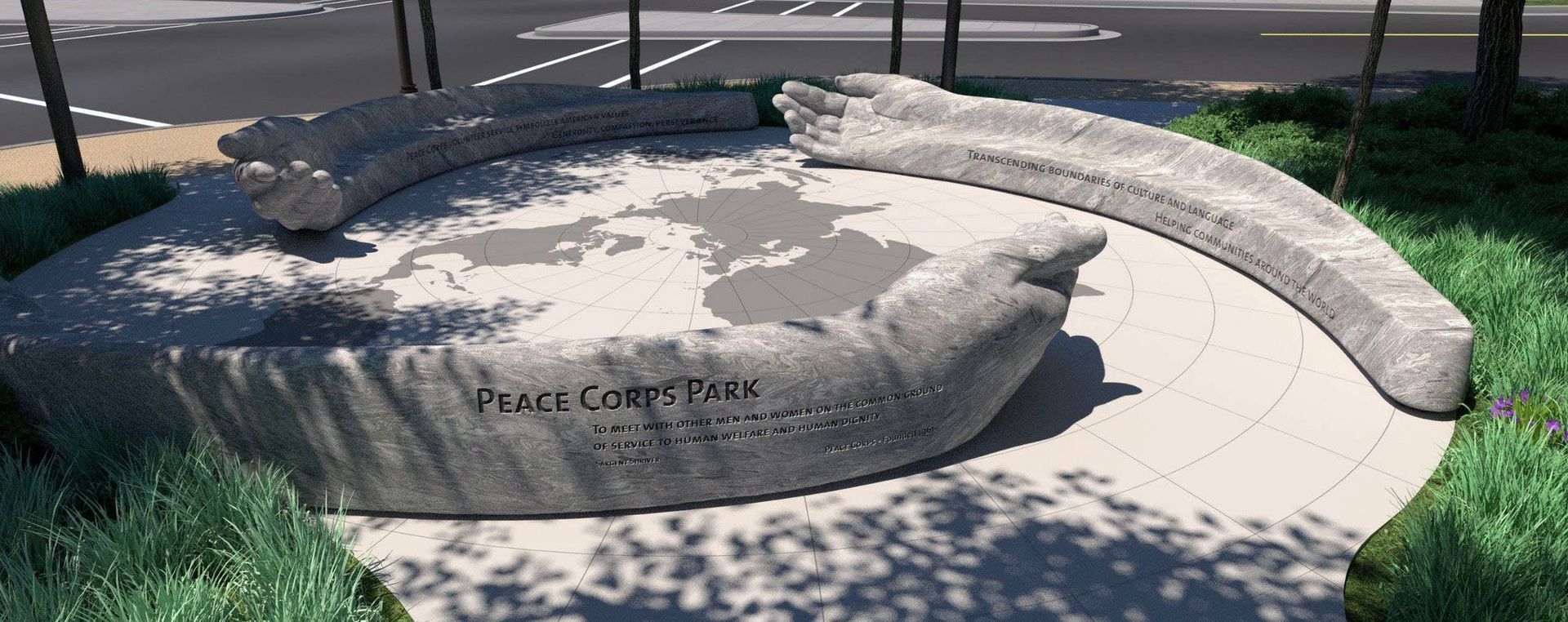 A rendering of Peace Corps Park