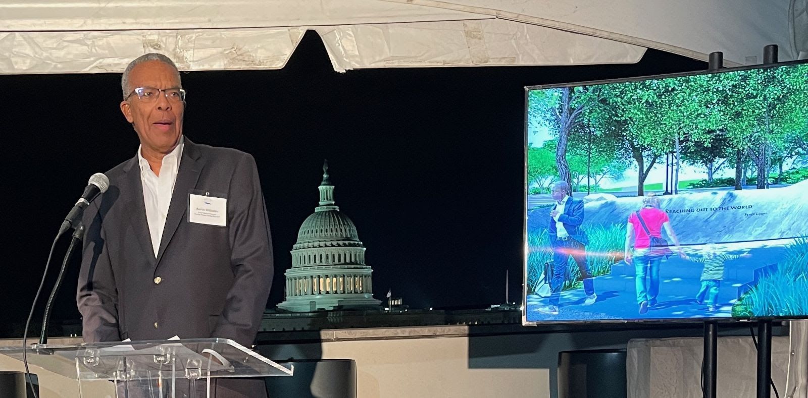 Former Peace Corps Director Aaron Williams delivers inspiring remarks to Peace Corps Park donors