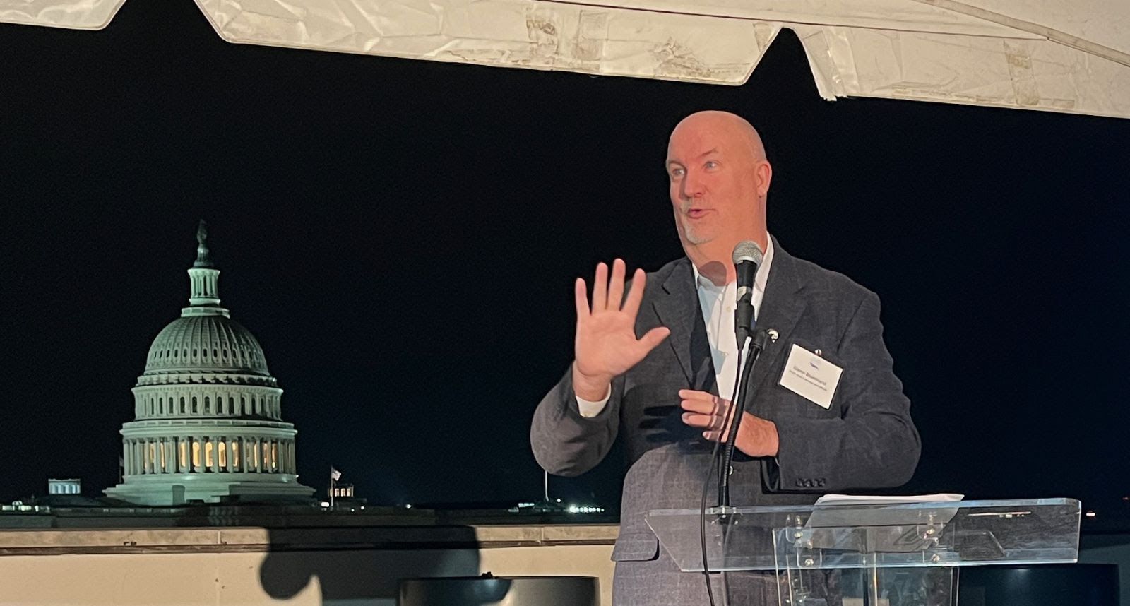 An image of Glenn Blumhorst with the U.S. Capitol in the background