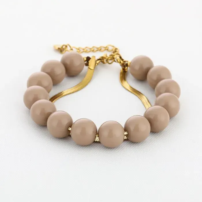 Kralenarmband beige en goud