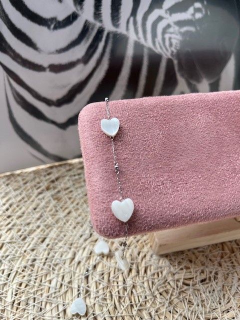 Armband wit hart zilver
