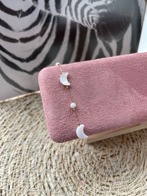 Armband witte maan goud