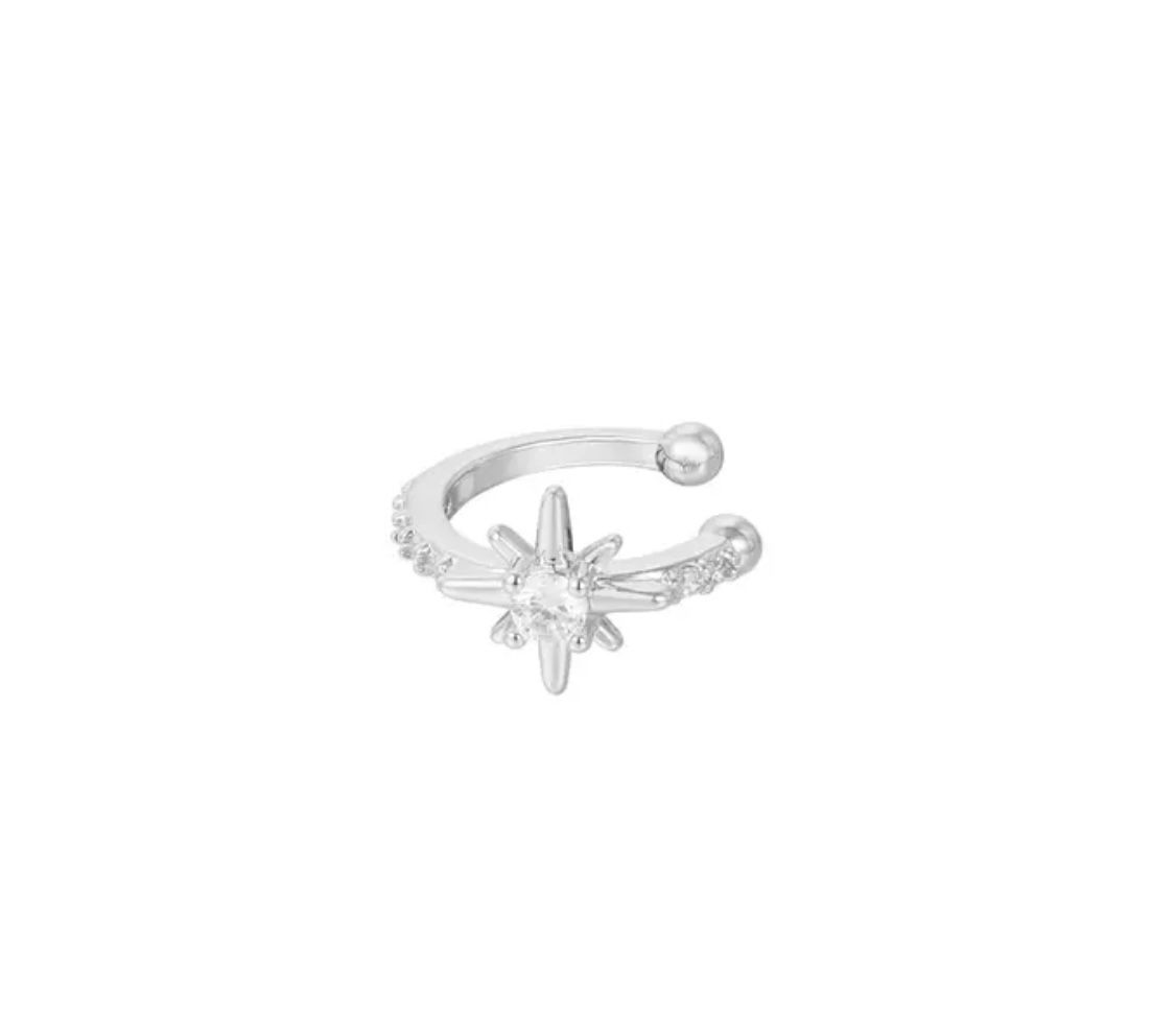 Earcuff ster diamant goud of zilver