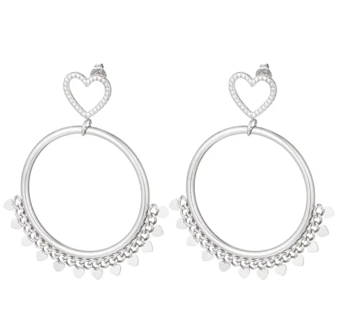 Oorbellen hearts goud of zilver