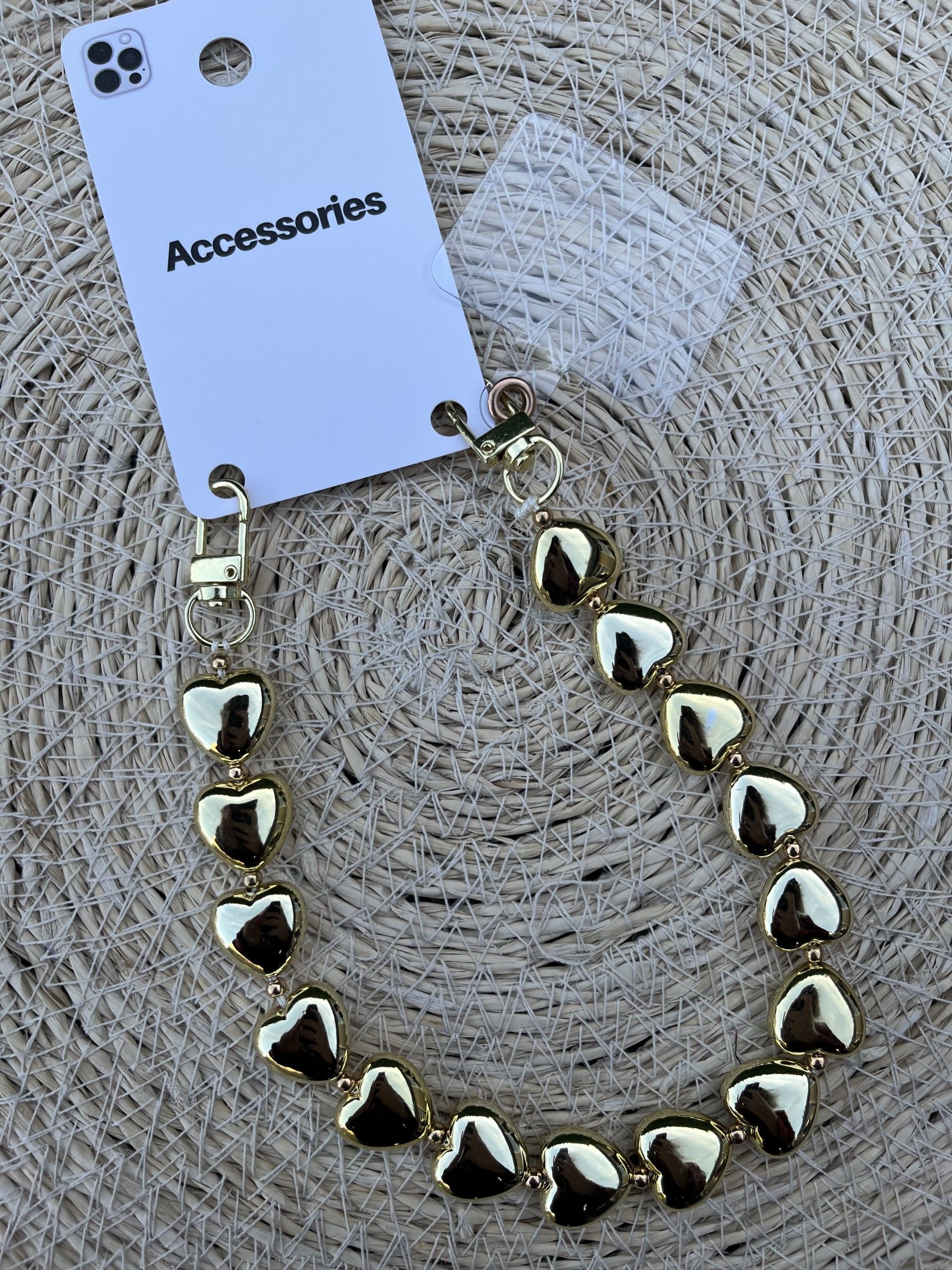 Telefoonkoord gouden harten