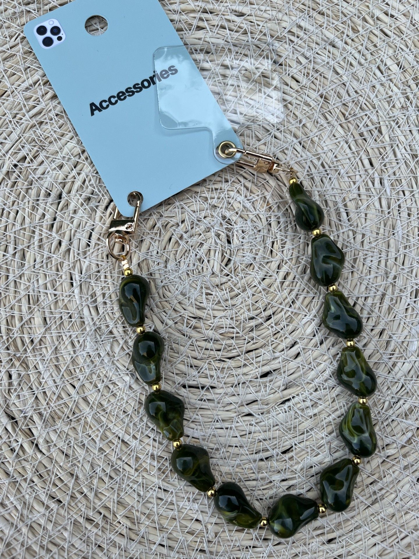 Telefoonkoord kort legergroen