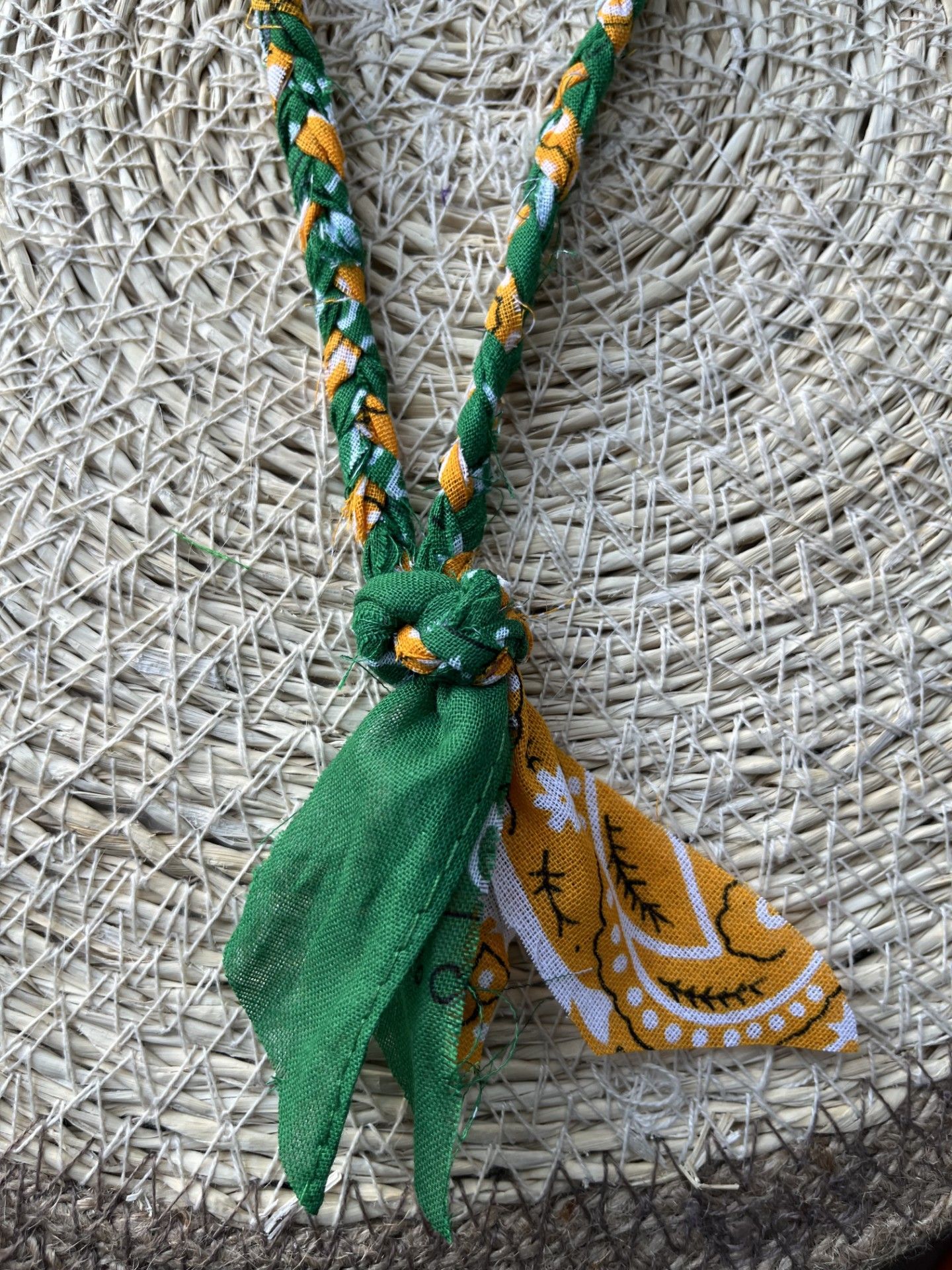 Bandana licht oranje en groen