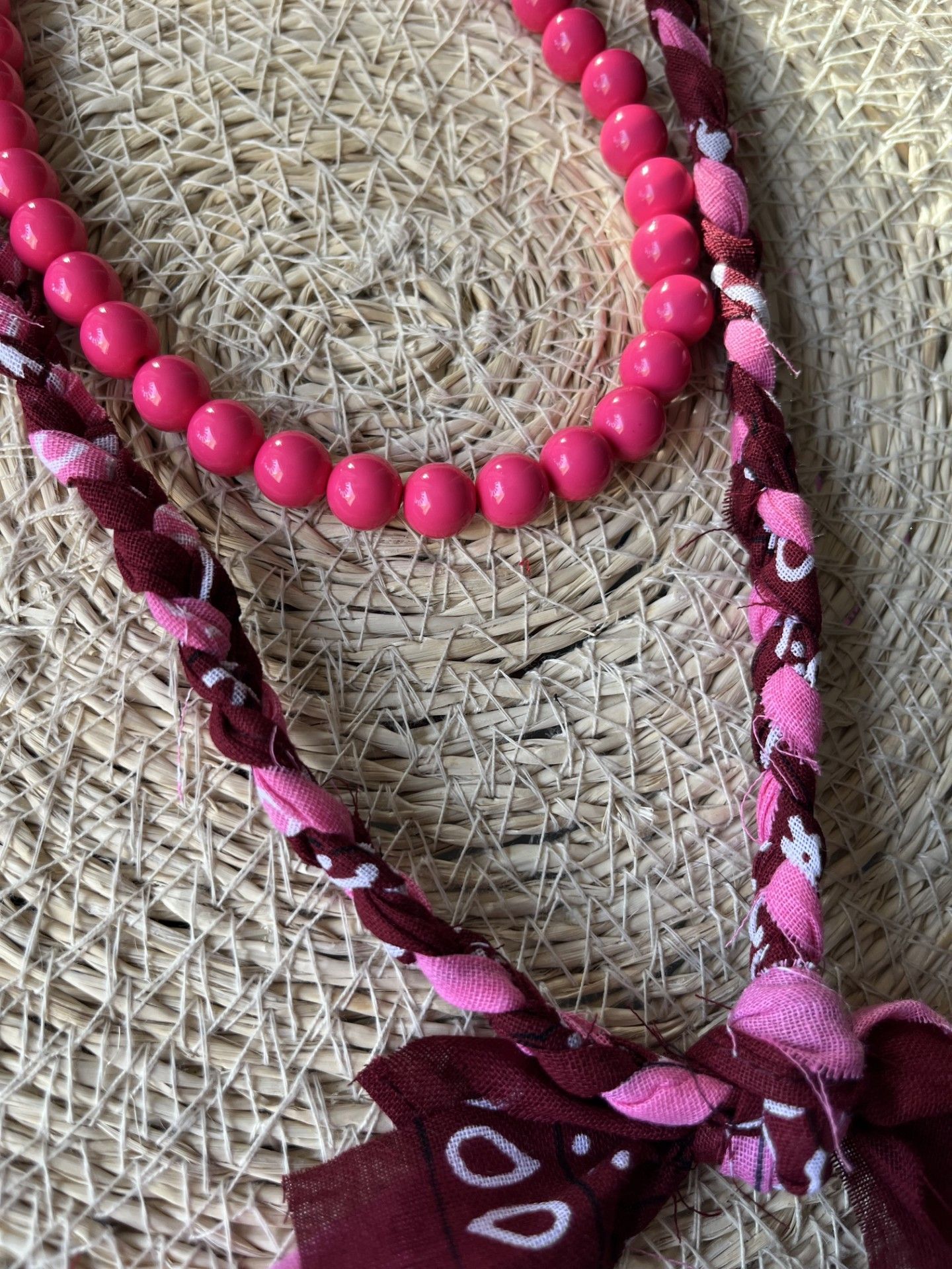 Bandana bordeaux en roze