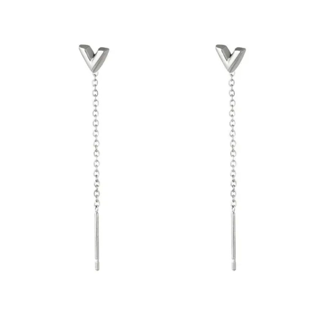 Doortrek hart oorbellen goud of zilver