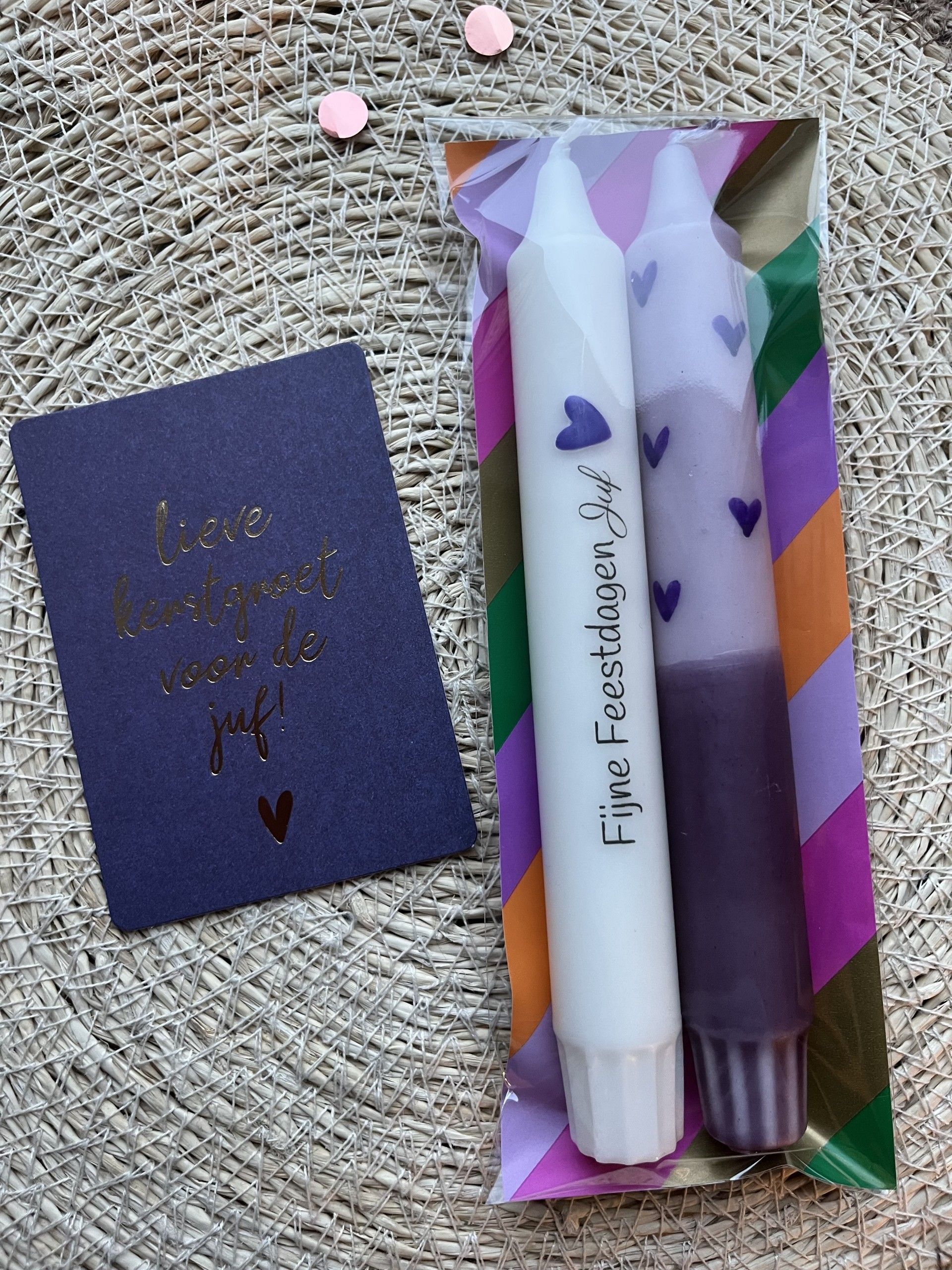 Kaarsenset fijne feestdagen juf hart