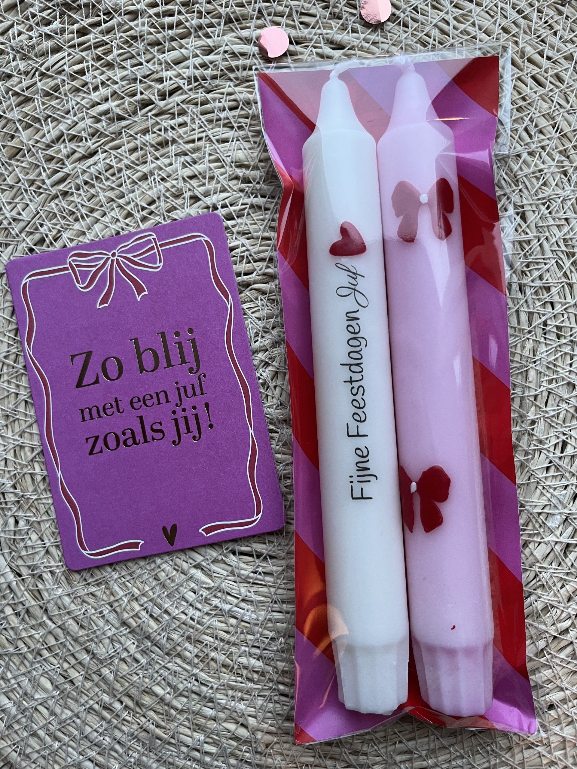 Kaarsenset fijne feestdagen juf strik