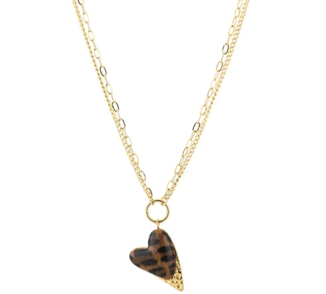 Ketting panter/leopard hart goud of zilver