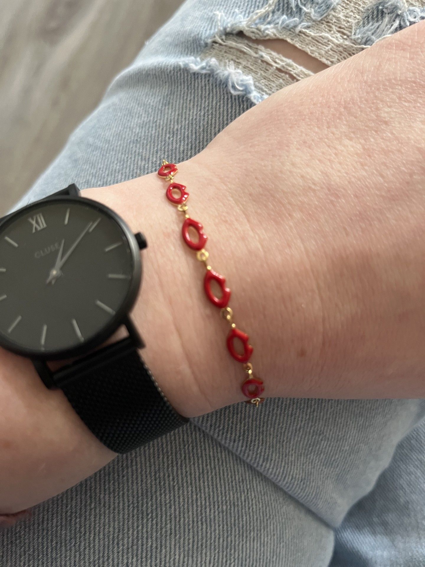 Armband lip kisses rood en licht roze