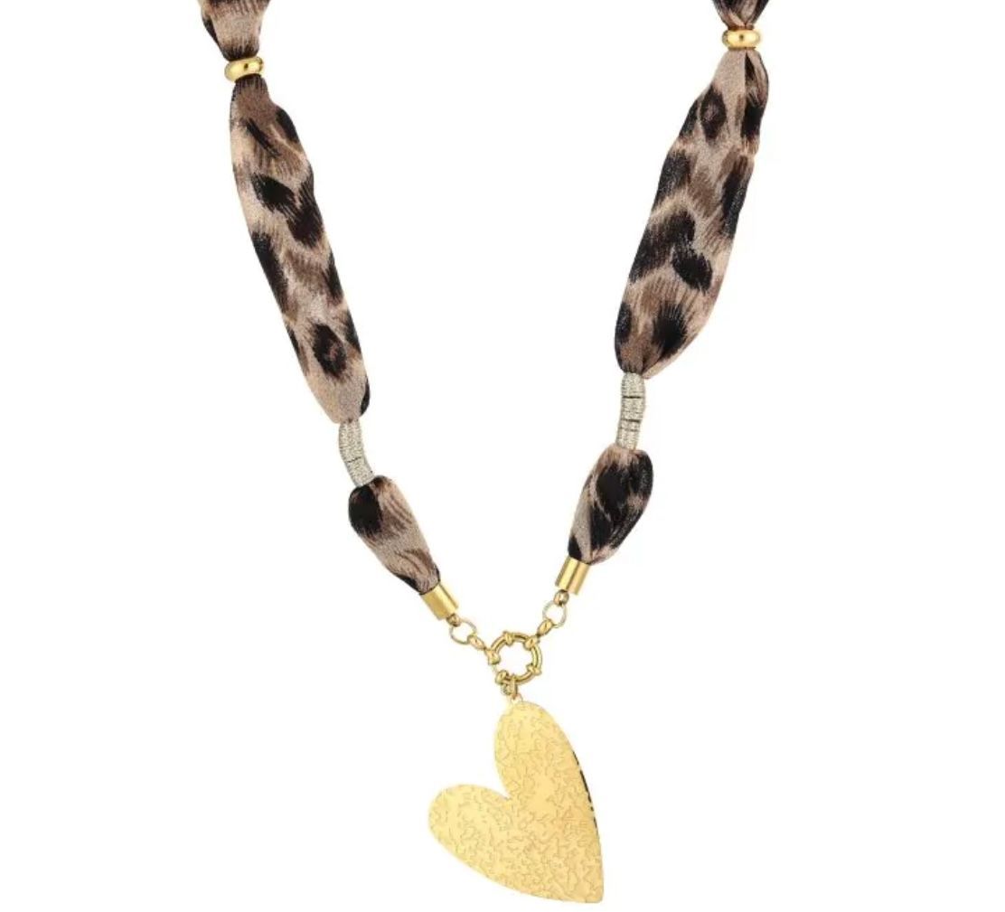 Panter bandana hart ketting